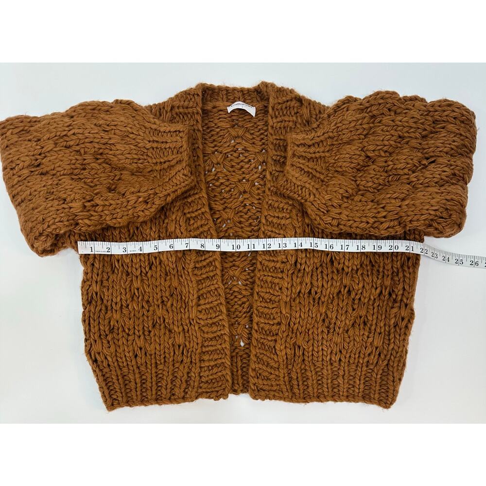 Callahan Knitwear Brown Chunky Knit Open Front Cardigan Sweater Size Small - Picture 9 of 11